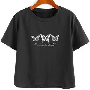 NWT ZAFUL Butterfly Print Drop Shoulder T-Shirt